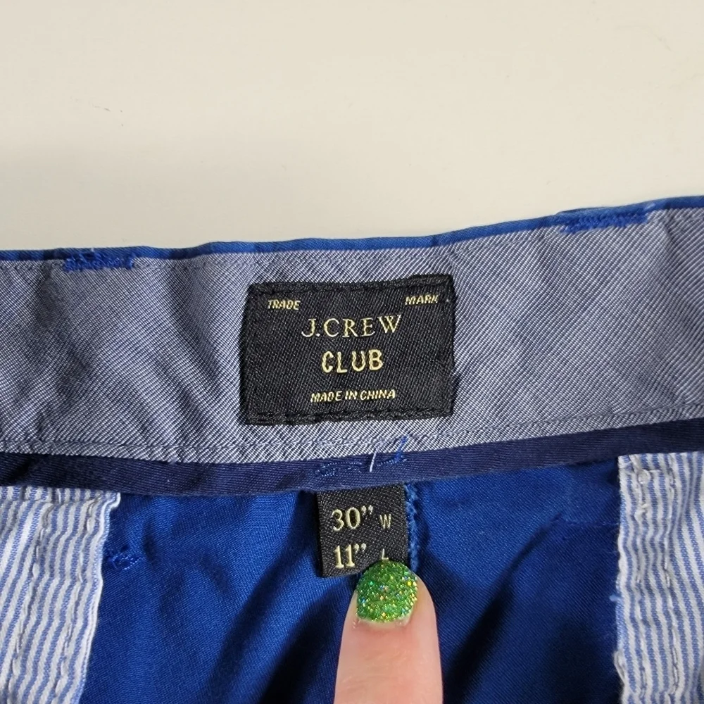 J Crew Club Shorts Mens Size 30 x 11 Blue Flat Front Chino